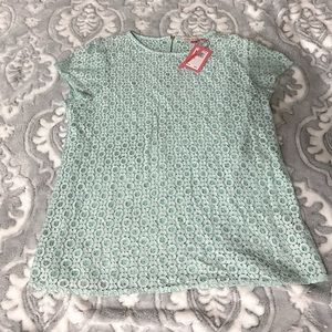 English Laundry Seafoam Lace shirt, Size Large